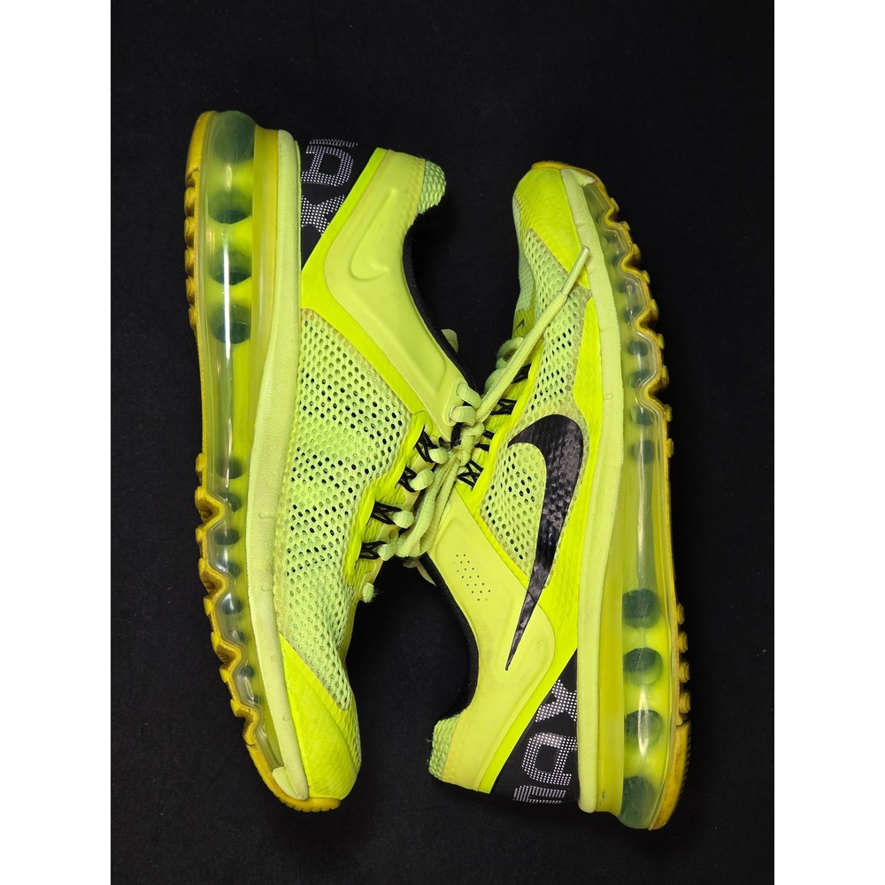 Nike Air Max 2013 Volt Yellow Black Kids‎ Running Shoes 555426-700 7Y
